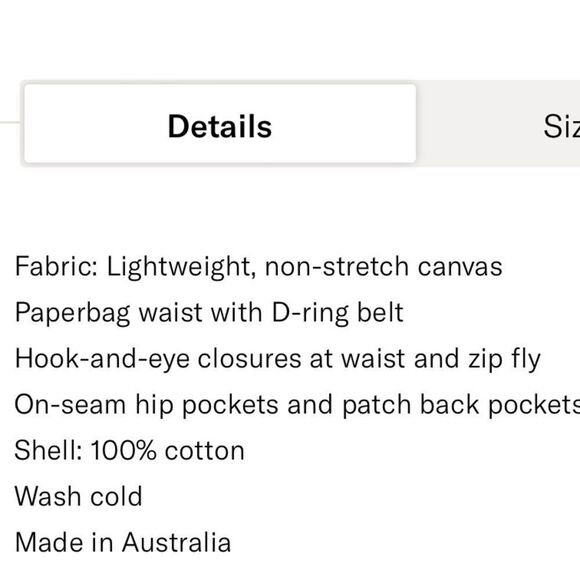 Bassike Canvas belted paper bag shorts. Size 00 - Picture 10 of 11